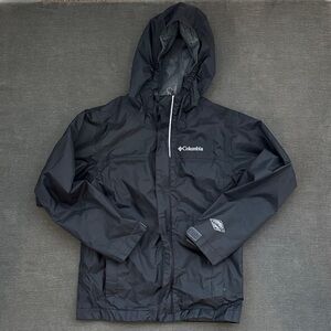 Columbia Black Hooded Raincoat with Omnitech